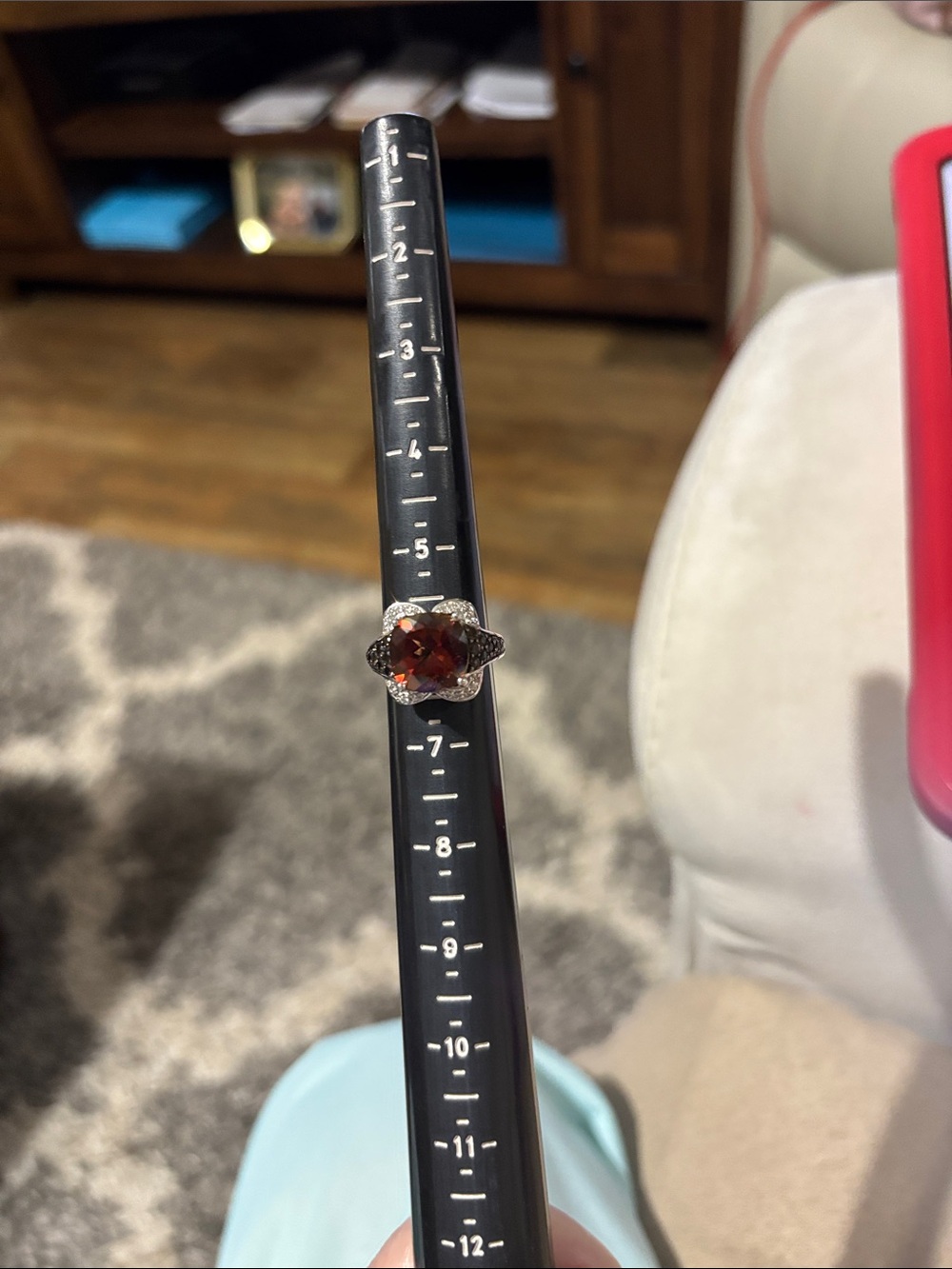 Silver Ring with Deep Garnet-Center Stone - Elegant Women’s Jewelry